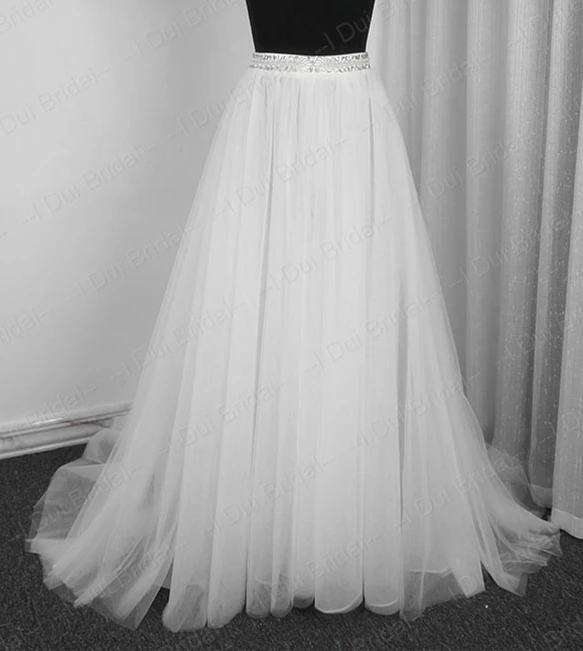 all ivory with belt Только юбка свадебное платье на каждый день деревенская Свадебная юбка органза тюль слой шампанского Подкладка Стразы бисером съемный пояс - Цвет: all ivory with belt