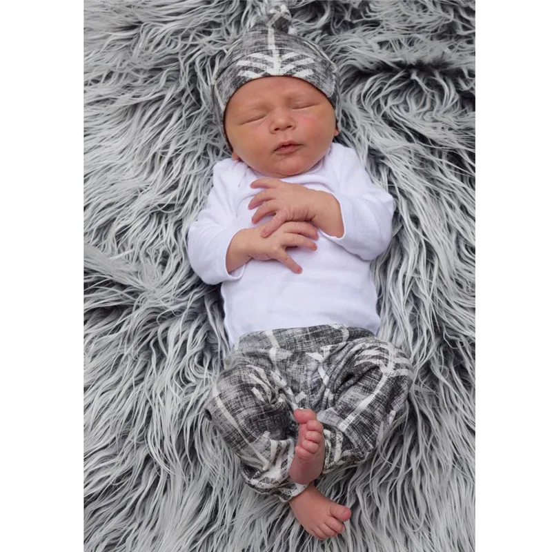 2020 Newly arrive Newborn Baby Boy Clothes Long Sleeve Cotton T-shirt Tops +Pant+hat 3PCS Outfit Toddler baby girl Clothing Set | Детская