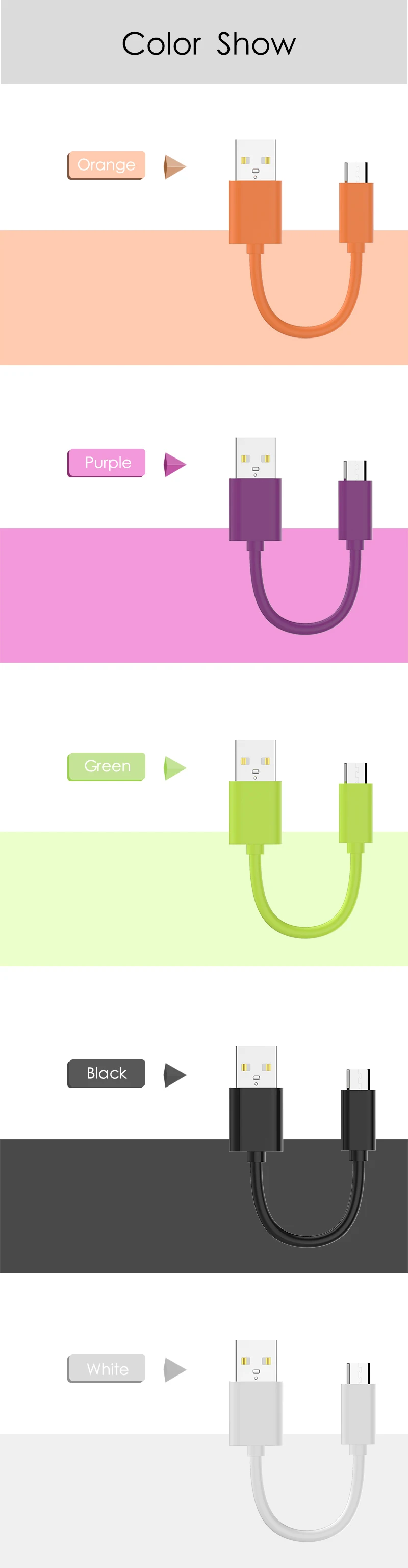 WMZ Micro USB кабель 12 см разноцветный микро-usb кабель 2A быстрой зарядки данные кабели для Samsung GALAXY S7 край huawei Honor 6 LG V10