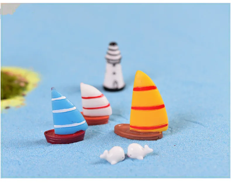 10pcs/lot Miniature Resins Figurines Artificial sailboat boat Resin Diy Craft Micro Landscape Moss Terrarium Orn KS 023 | Дом и сад
