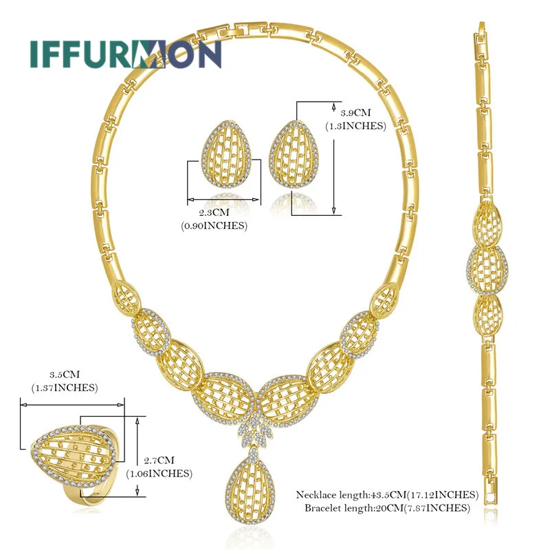 IFFURMON модные золотые Цвет комплект ювелирных изделий для Для женщин Цепочки и