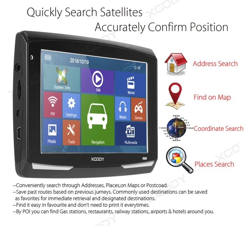 XGODY 505 Автомобильный gps навигатор 5 дюймов FM Bluetooth AVIN Navitel новейшая Европейская карта Sat Nav грузовик gps навигатор Автомобильный 8 Гб