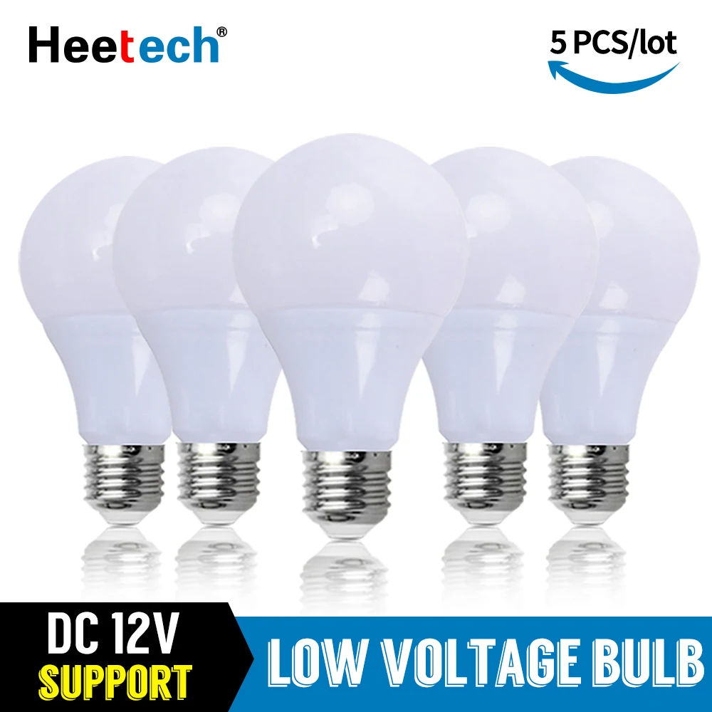 5pcs/lot DC 12V LED Bulb E27 Lamps 3W 5W 7W 9W 12W 15W Bombilla For Solar Led Light Bulbs 12 Volts Low Voltages Lamp Lighting