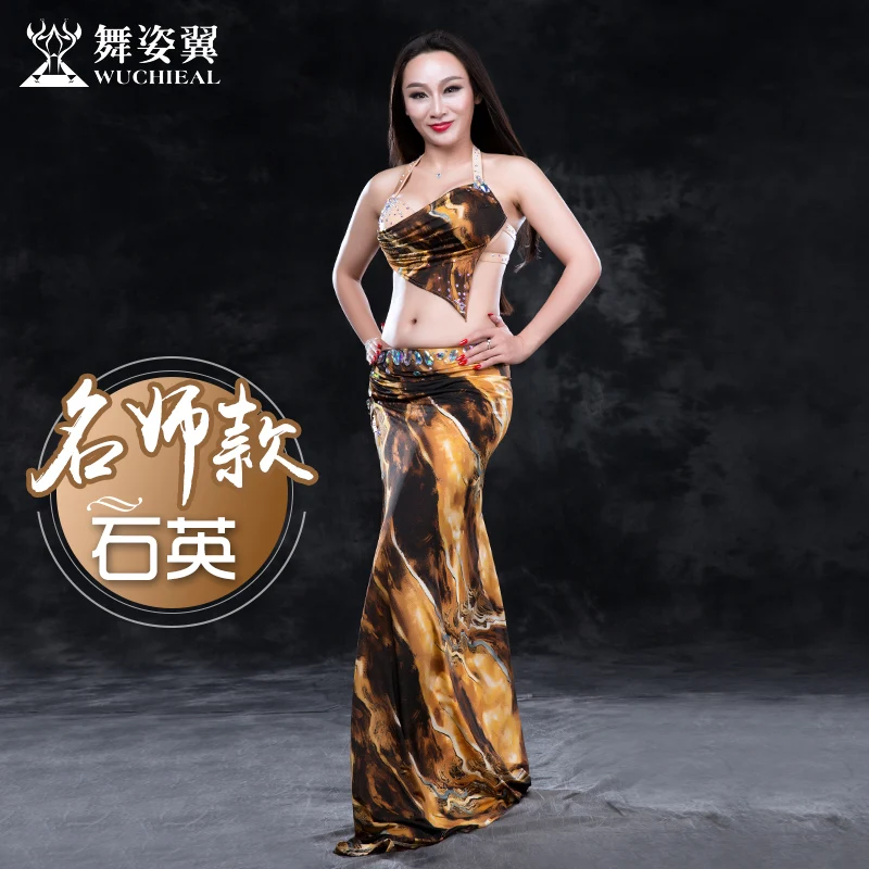 Костюм для танца живота с алмазной волнистой вышивкой бюстгальтером ремнем 875|dance