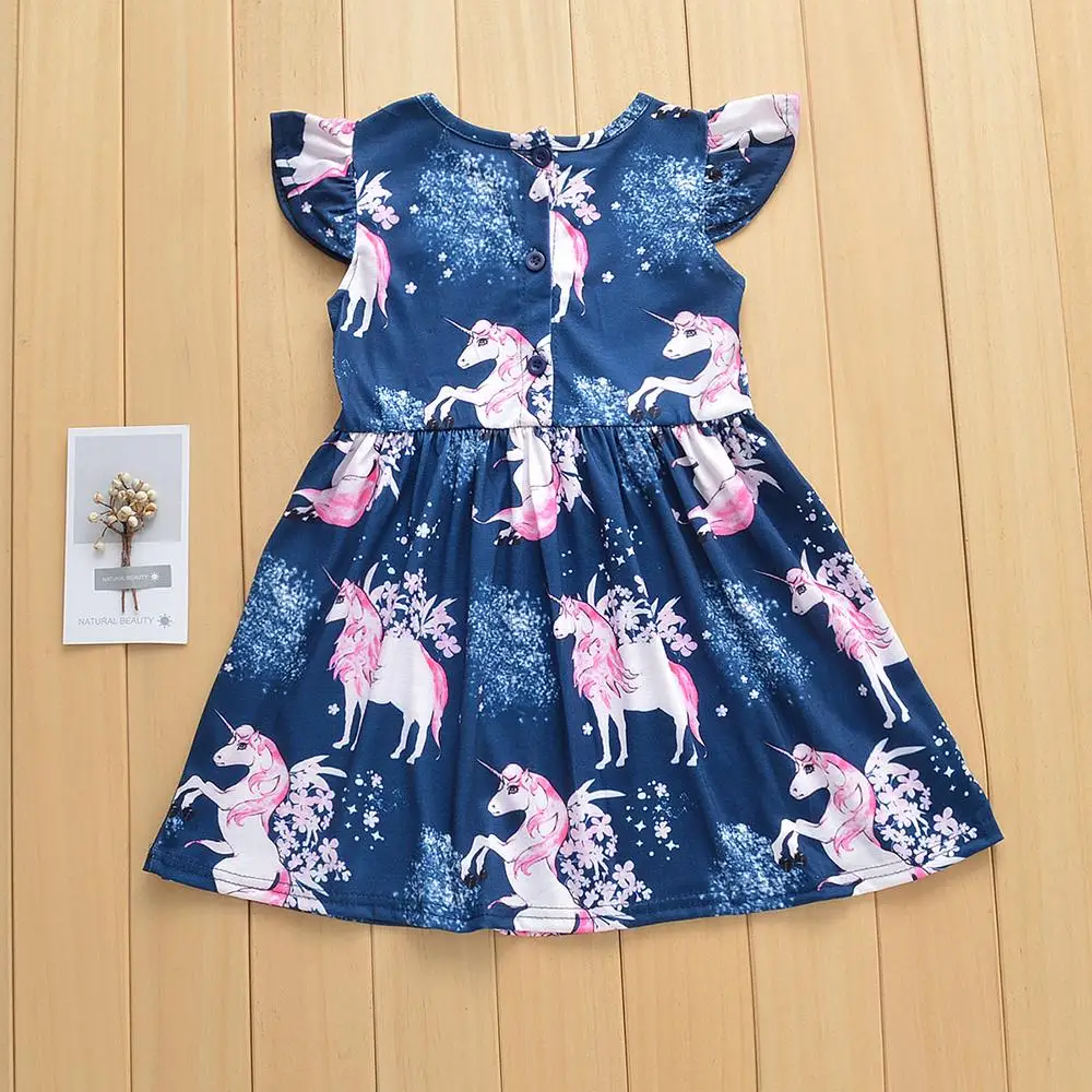 Платье с единорогом для маленьких девочек Новое поступление года Одежда