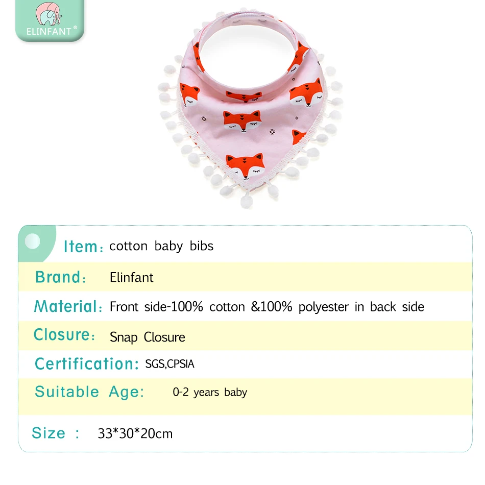 Elinfant хлопчатобумажная бандана нагрудники для кормления ребенка, халат для младенцев, Слюнявчик с героями мультфильмов, слюнявчик, аксессуар для детского питания, мягкие детские вещи