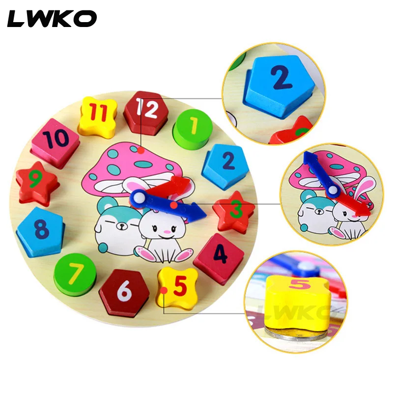 1 шт. новые детские деревянные Мультяшные часы кролика Обучающие блоки Пазлы