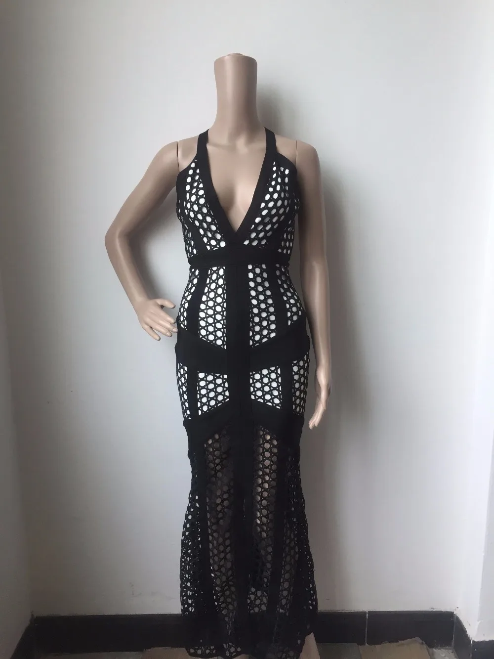 Женское модное сексуальное открытое Сетчатое платье с глубоким v-образным