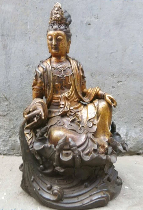 

xd 001389 32cm China Tibet bronze gild Buddhism Guanyin Kwan-yin buddha Sculpture Statue