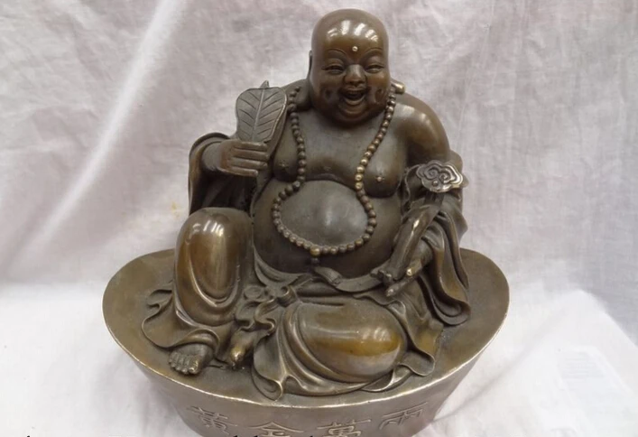 Коллекционные бронзовый S1425 11 &quotКитайский Бронзовый Буддизм Жуй Счастливый Смех