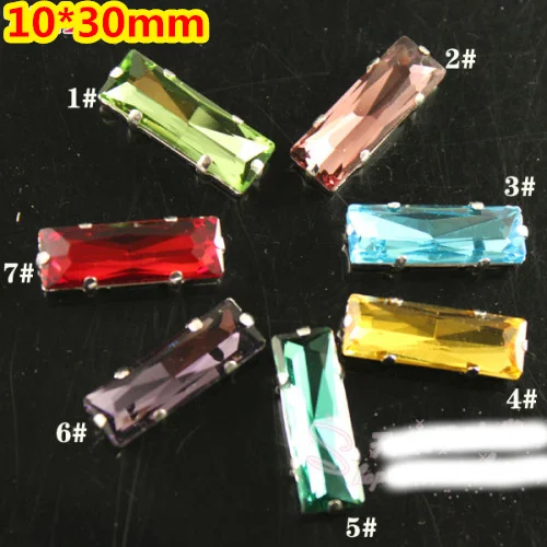 

21Colors 98pcs 10*30mm Sew On Point Back Rectangle Fancy Crystal Stones with Claw Baguette Glass Crystals