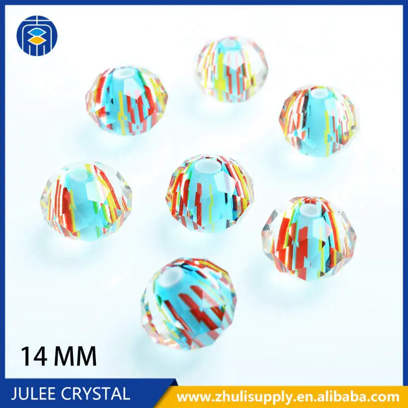 14mm-Turquoise Женский Diy браслет цветок Rondelle граненые бусины стеклянные бусины лэмпворк для изготовления ювелирных изделий - Цвет: 14mm-Turquoise