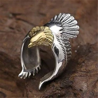 retro eagle wings open ring for men ring fashion party jewelry1 pcs gold silver color retro eagle wings ring women accessories