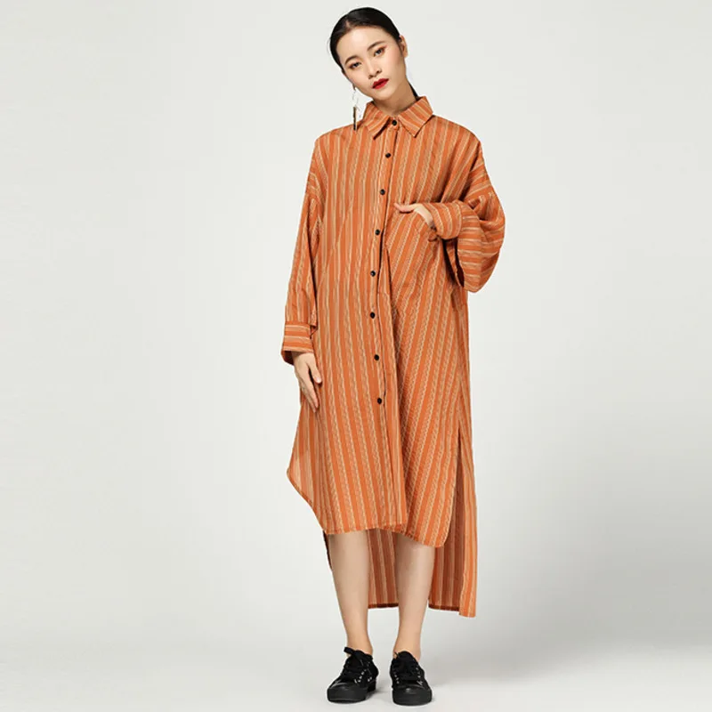 LANMREM 2020 новое платье с манжетами необычное в полоску для женщин модное весеннее