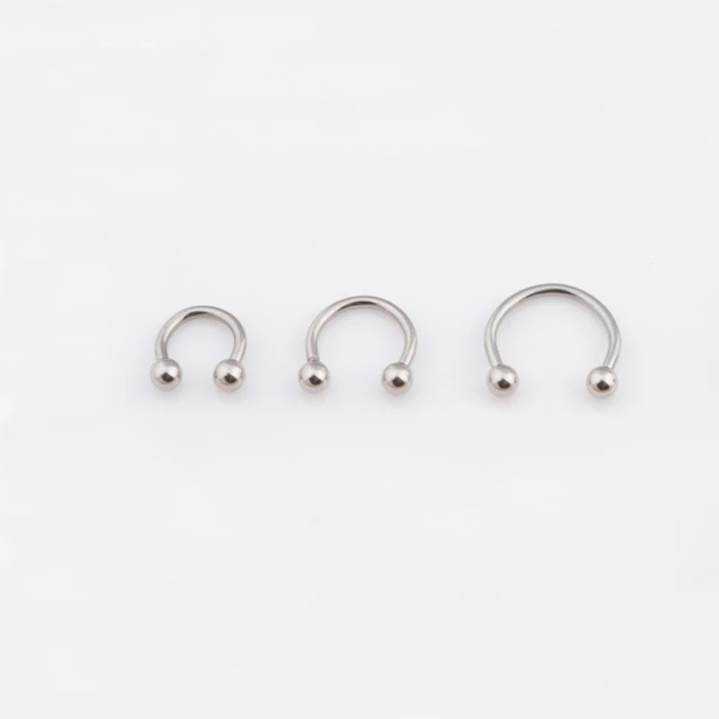 steel 6mm Новинка, распродажа, 2 шт., кольцо для носа из нержавеющей стали, кольца для губ, серьги, круглые серьги для пирсинга, обруч "Подкова", кольцо, ювелирные изделия для тела - Окраска металла: steel 6mm