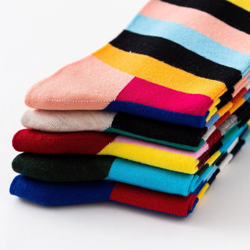 Trend men's socks new fashion colorful striped tube autumn and winter cotton | Мужская одежда