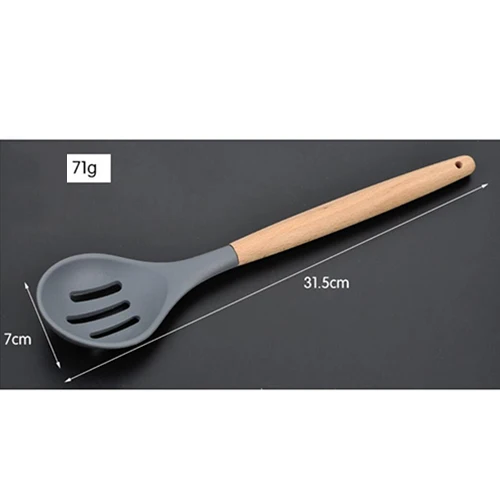 Colander Spoon Распродажа 8 видов черная силиконовая деревянная лопатка термостойкая суповая ложка антипригарная специальная кухонная лопатка для кухонных инструментов 10100C - Цвет: Colander Spoon