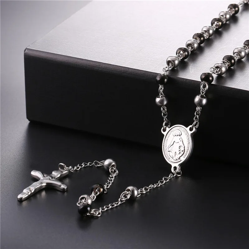 Женское Ожерелье Collare Rosary золотое/черное ожерелье из нержавеющей стали 316L