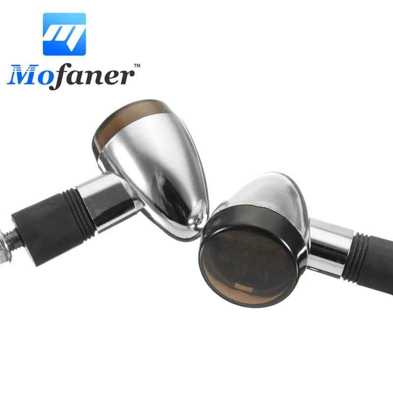 Светодиодный фонарик Mofaner для мотоцикла с хромовой дымовой пулей поворотов кафе