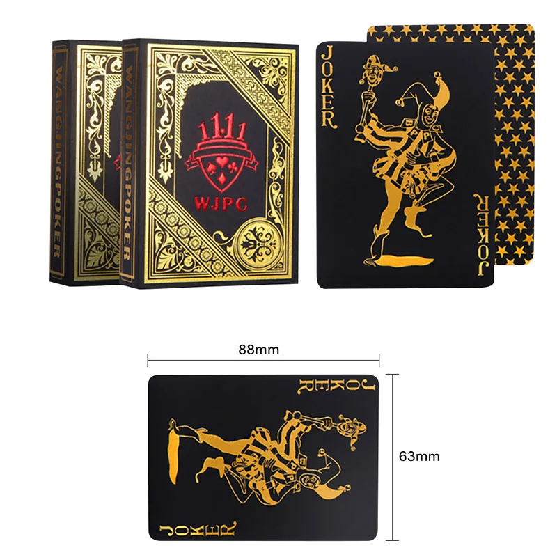 55 шт. игральные карты черная позолоченная тонкая Водонепроницаемая гладкая ПВХ