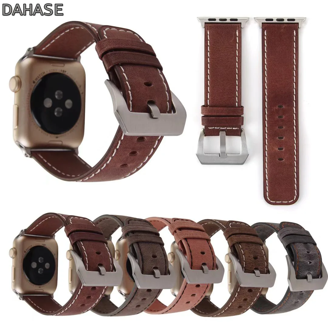 Фото Ремешок из натуральной кожи для Apple Watch iWatch Series 1 2 3 4 5 6 se 7 8 38 40 41 мм 42 44 45 мм 49 мм №1