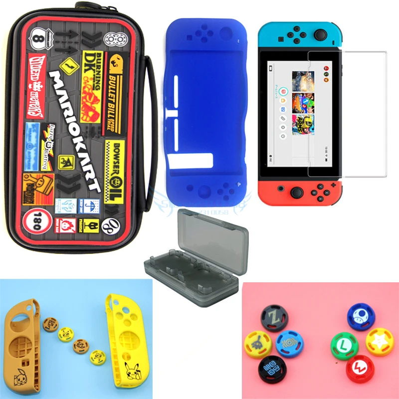 18 in 1 set Для Nintendo Switch чехол для переноски аксессуары сумка для хранения из твердого пластика EVA чехол для путешествий для консоли NS силиконовый Портативный сумка - Цвет: 18 in 1 set