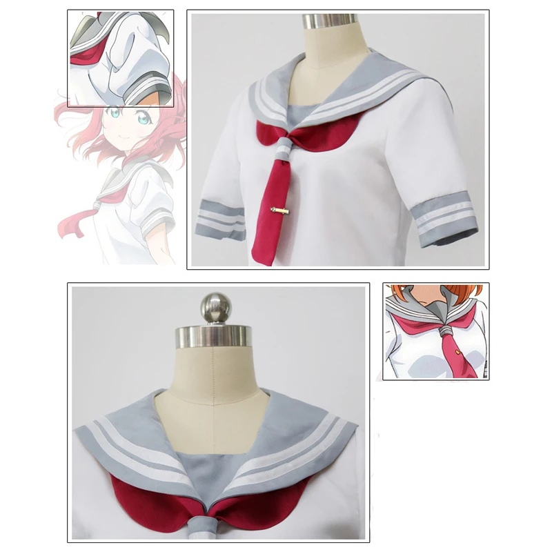 Аниме Love Live костюм для косплея школьная форма Aqours Takami Chika моряка девочек| |