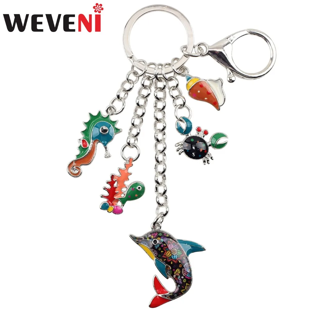 Брелок WEVENI Occean с животным дельфином крабом гиппокапсипом из сплава кольцо подарок для женщин и девушек