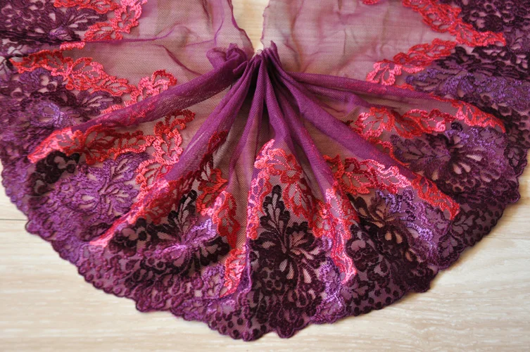 3Метра 17см Темно-синий/Фуксия Полиэстер Кружево С Вышитыми Цветочными Узорами Сетчатые Отделки Ручной Работы Поставки Для Одежды Z1384 on.