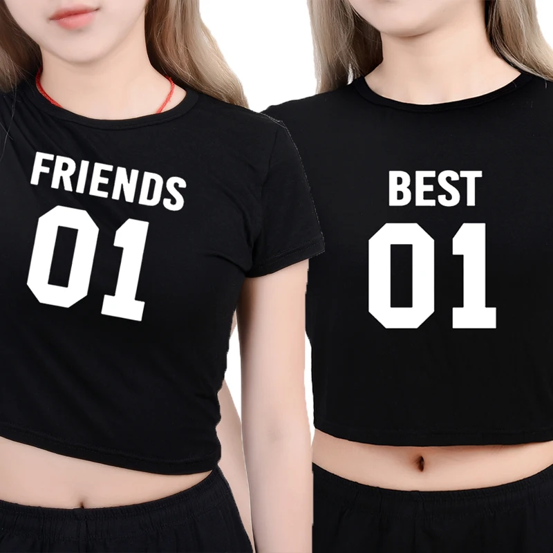 Лучшая подруга BFF Обрезанные Tumblr рубашки женская одежда футболка девочки сестры пары уличная футболка женская футболка с буквенным принтом