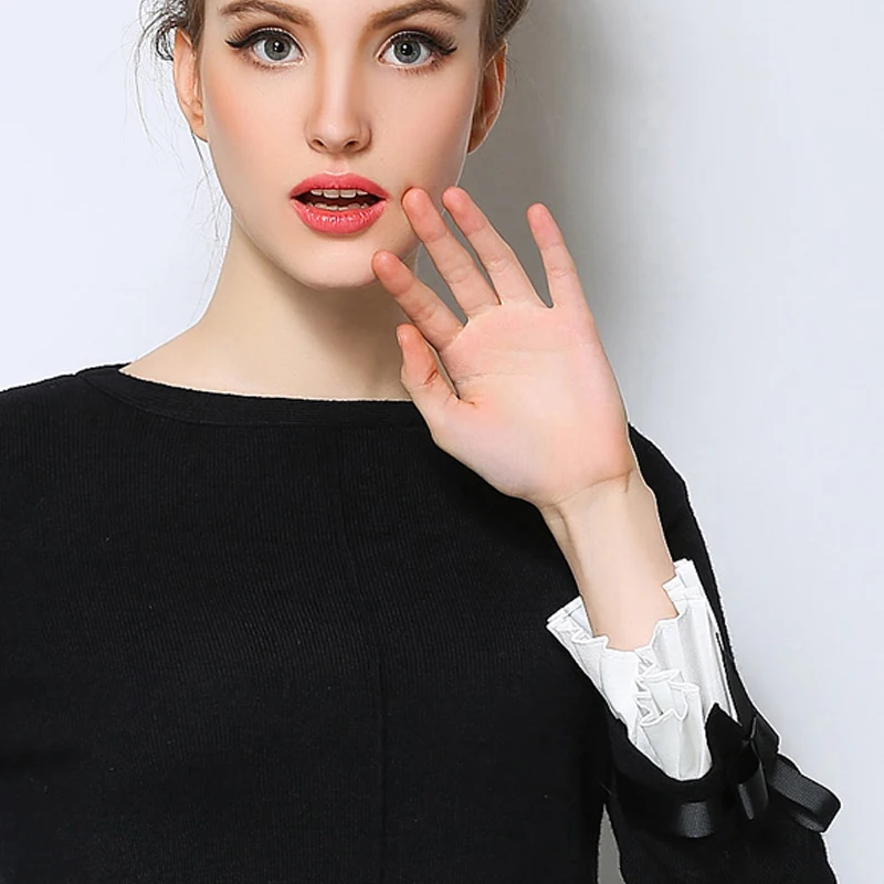 Свитер платье 2015 новинка Весеннее и осеннее черное Размер L-5XL женская одежда Vestidos