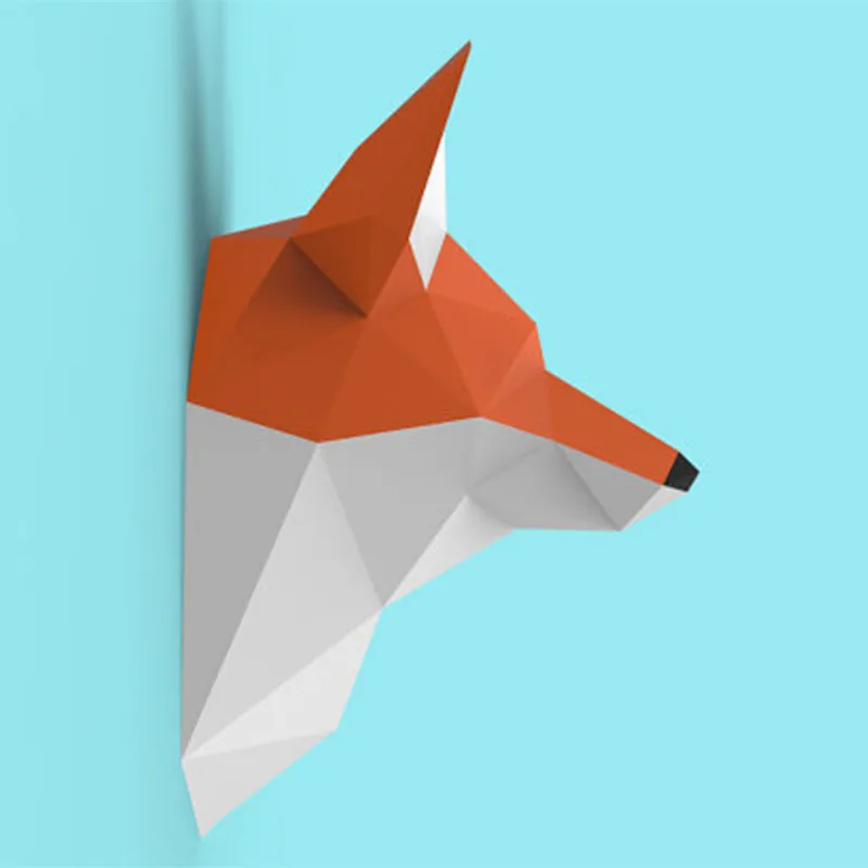 3D бумажная модель Лисий голова ремесло домашнее украшение настенное пазлы