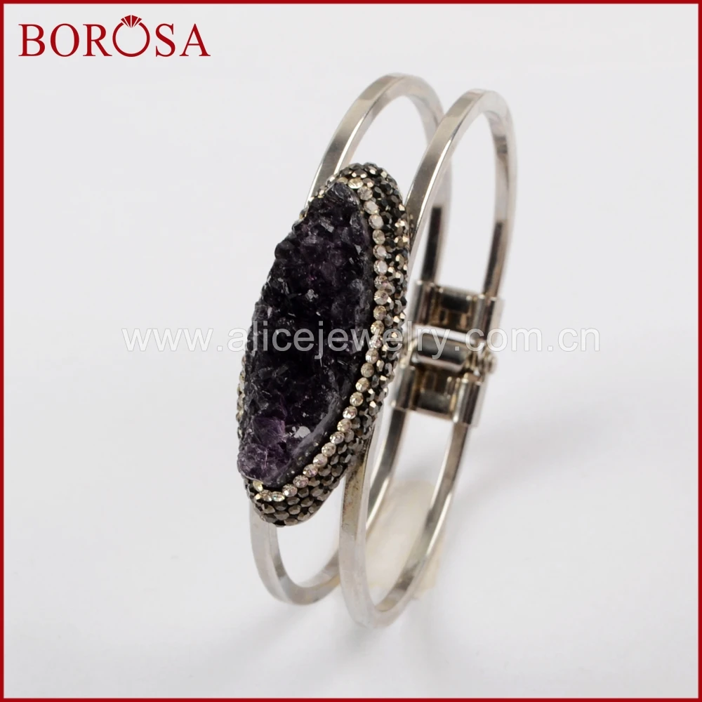 BOROSA 3/5 шт. натуральный маркиз бриллиантовый кристалл друза браслеты Drusy ювелирные