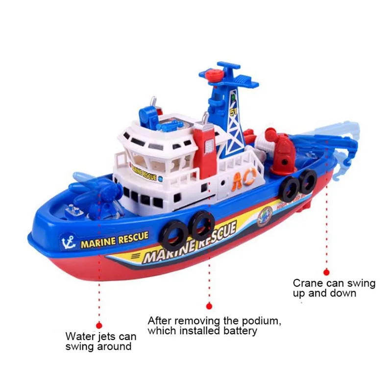 

Electric Marine Rescue Fire Boat Toy with Flashing Siren Sound Electric Boat Water Spraying Ship Model Children Kids best gifts