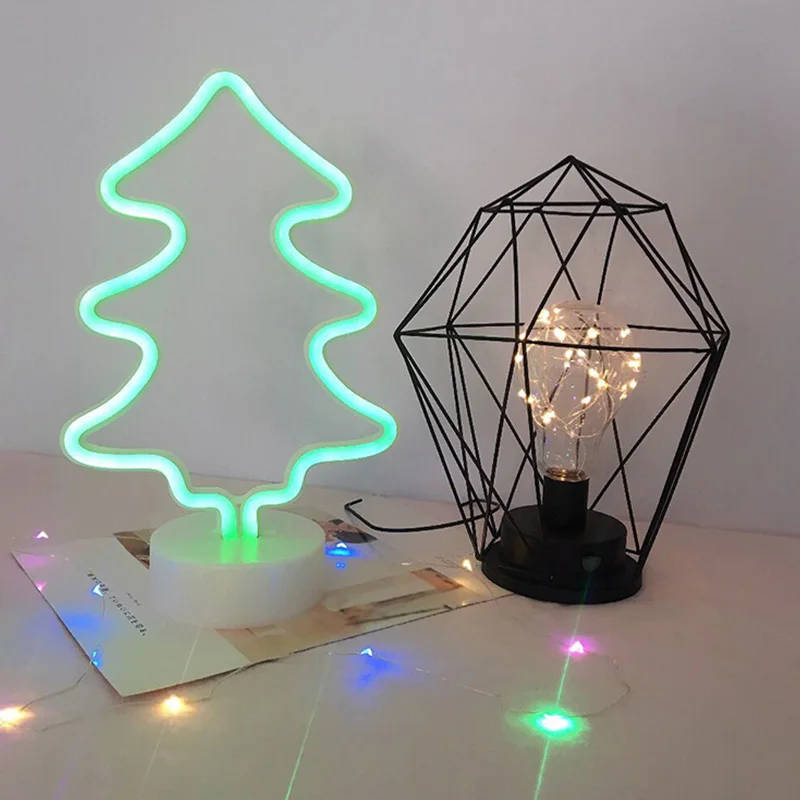 Christmas Tree Неоновая вывеска для организаций и магазинов Настольный светодиодный ночной Светильник кактус Кокосовое Дерево Рождественская елка ананас неоновая настольная лампа светильник для фестиваля вечерние Декор - Испускаемый цвет: Christmas Tree