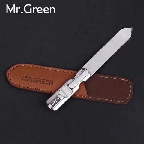 Металлическая пилка для ногтей MR.GREEN, нержавеющая сталь, профессиональный шейпер, инструменты для маникюра, шлифовальная лента, кожаный чехол