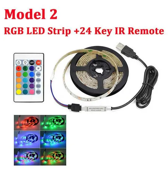 USB Светодиодная лента PC 5 В SMD 2835 RGB в без водонепроницаемого света 50 см 1 м 2 лампа