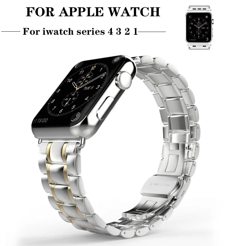 Ремешок из нержавеющей стали для apple watch band 4 44/40 мм браслет iwatch series 1 2 3 42/38 мужские