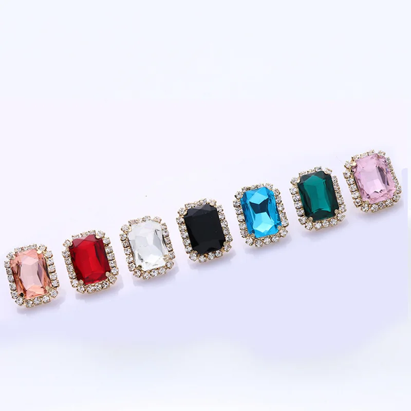 

12pairs/lot rectangular stud earrings Fashionable joker earrings jewel encrusted temperament earrings