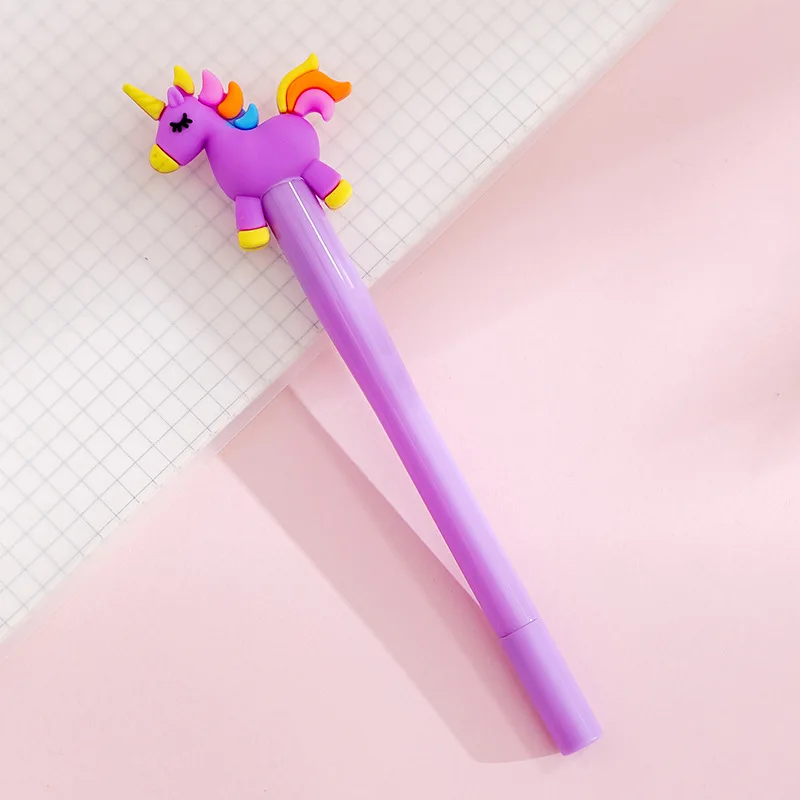 Purple 1 шт. креативный мультфильм прыжок свет единорога ручка милый светящийся пони гелевая ручка Канцелярия для учеников 0,38 мм инструмент для письма школьные принадлежности - Цвет: Purple