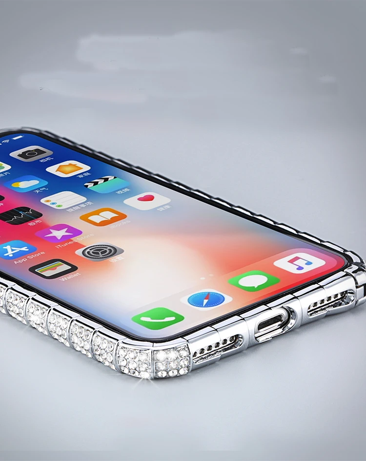 Роскошный блестящий чехол с металлической рамкой для iphone 6, 7 plus, 8 X XS, XR MAX, блестящая задняя крышка из закаленного стекла, чехол для телефона