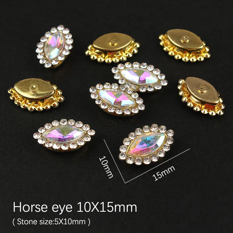 Horse eye 5X10mm Пришить горный хрусталь кристалл AB Золотой Коготь микс Форма 50 шт. для Одежда Обувь Сумки DIY украшения - Цвет: Horse eye 5X10mm