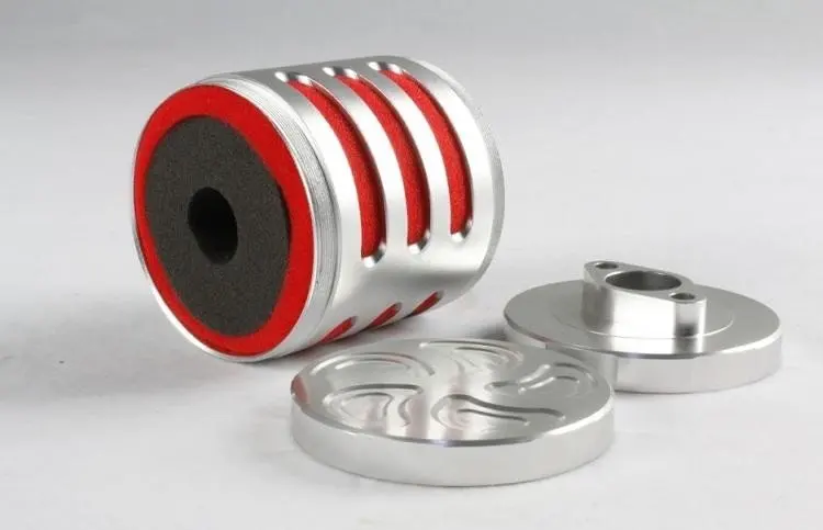 

baja CNC Series metal air filter assembly silver, titanium, orange