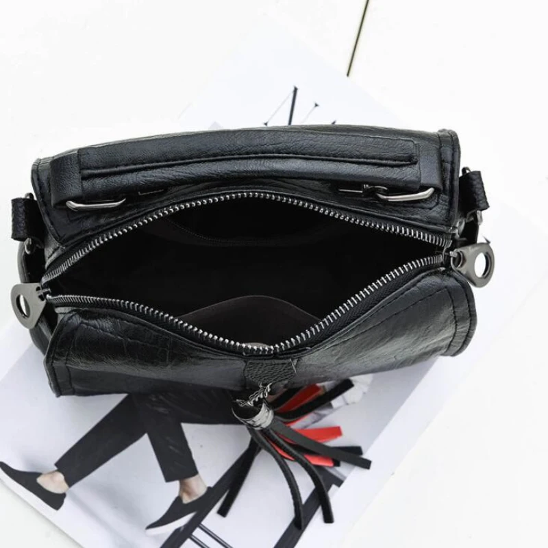FGJLLOGJGSO Brand winter PU Leather handbag crossbody bags for women Tassel soft Shopping tote female messenger shoulder bag sac | Багаж и