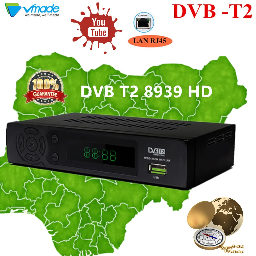 Новейший DVB T2 ТВ-тюнер DVB-T2 8939 эфирный приемник ТВ-приставка H.264 с сетевым RJ45 поддержка Youtube TP ТВ wifi приставка