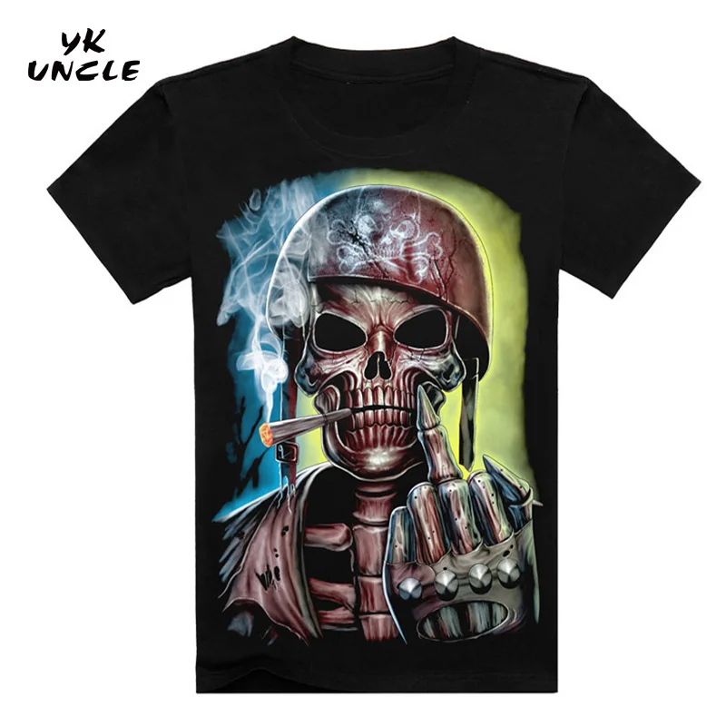 Мужские футболки с коротким рукавом принтом черепа солдата t-shirt hip hop men topsbrand t-shirt