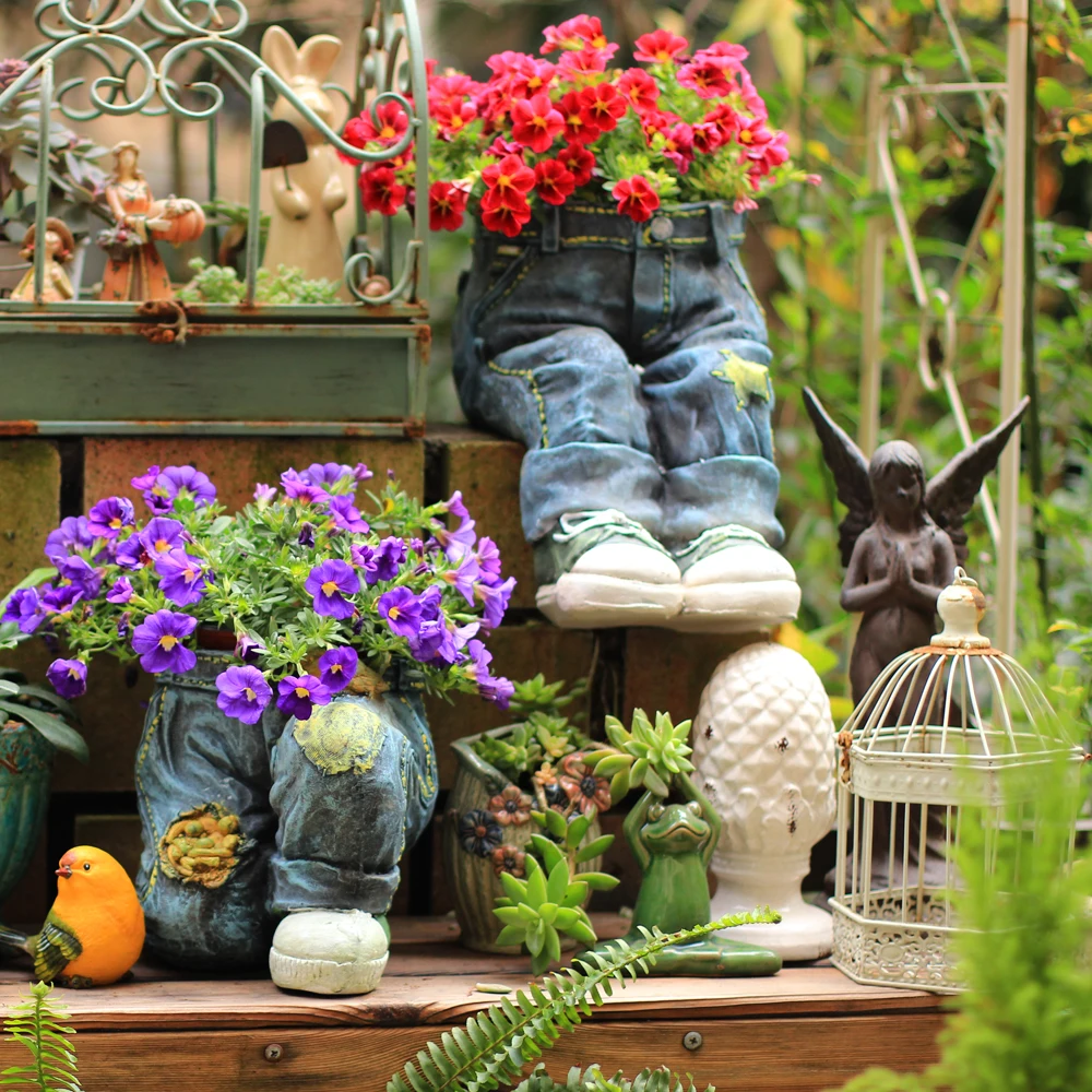 Ретро Старый Американский Загородный сад декорации джинсы цветочные горшки