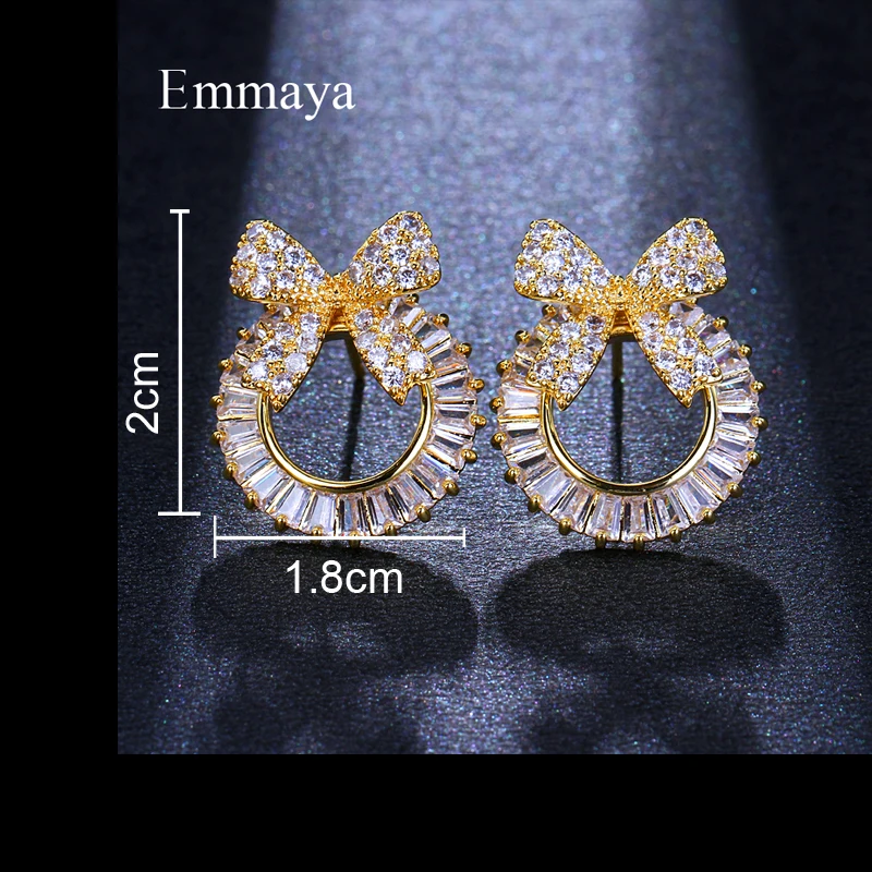 Серьги-гвоздики Emmaya с бантом женские большие круглые украшения блестящим