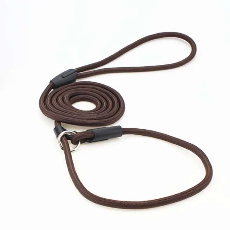 140cm Length 0.6/0.8/1.0cm Diameter Nylon Dog Leash Rolled Round Strong Slip Dog Lead Collar Pet Training Rope Correa Perro 10E - Цвет: Кофе