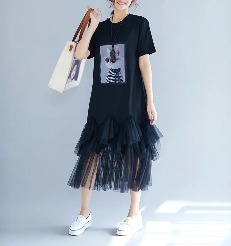 Женское винтажное платье NYFS длинное хлопковое Сетчатое с принтом свободное торт